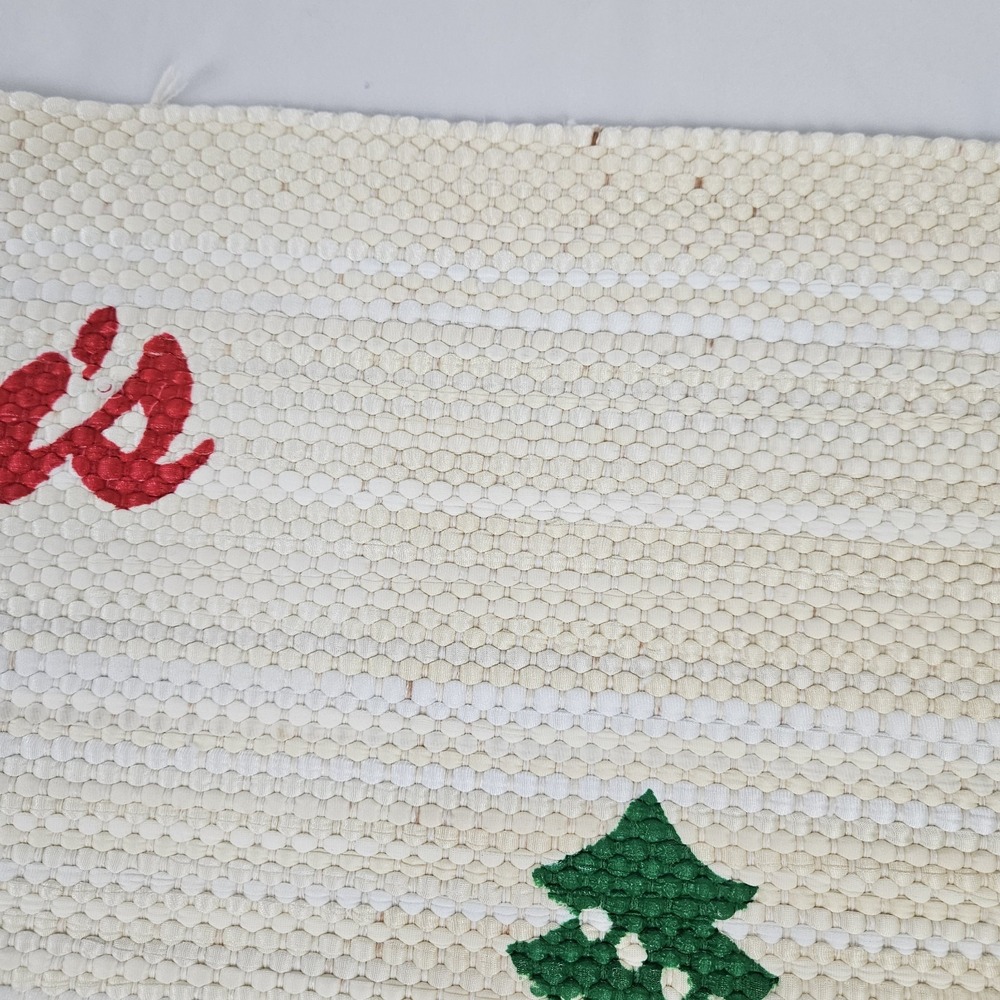 Vintage Retro Christmas Rug Mat Santa Seasons Greetings Decor Woven MCM - Picture 5 of 10